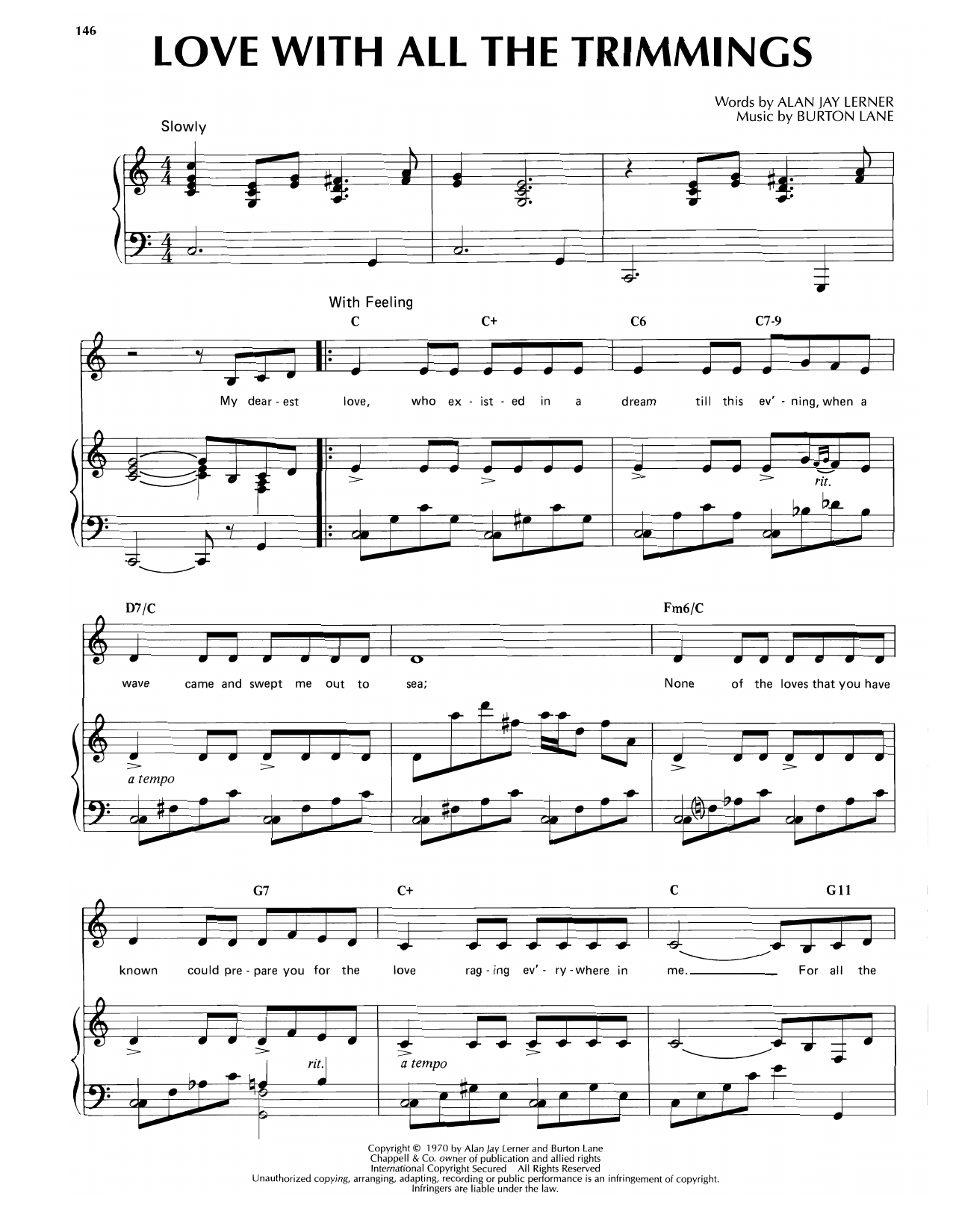 Download Alan Jay Lerner Love With All The Trimmings (from On A Clear Day You Can See Forever) Sheet Music and learn how to play Piano, Vocal & Guitar Chords (Right-Hand Melody) PDF digital score in minutes