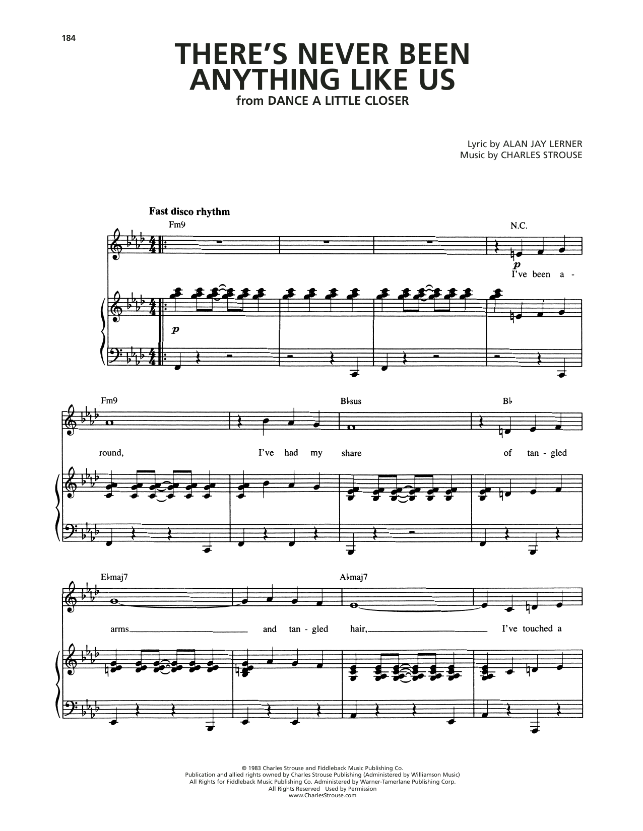 Download Alan Jay Lerner There's Never Been Anything Like Us (from Dance A Little Closer) Sheet Music and learn how to play Piano & Vocal PDF digital score in minutes