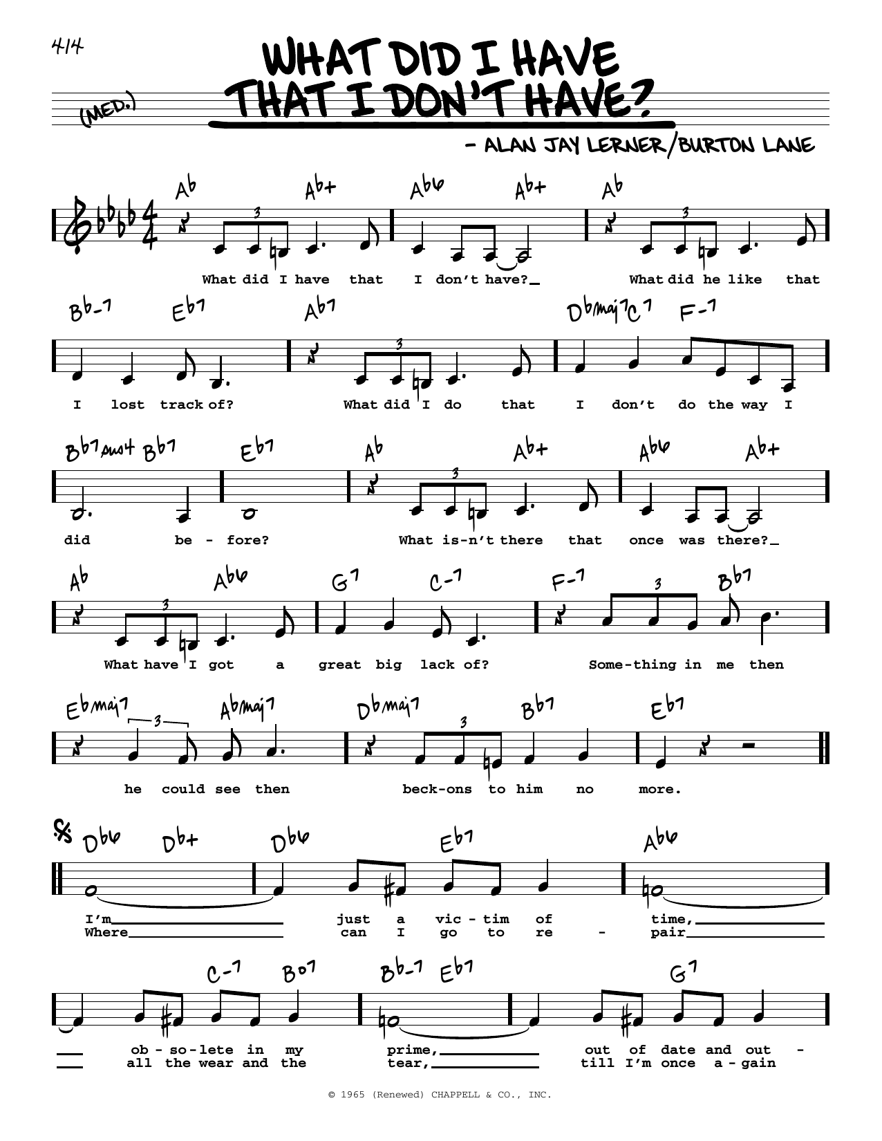 Download Alan Jay Lerner What Did I Have That I Don't Have? (Low Voice) Sheet Music and learn how to play Real Book – Melody, Lyrics & Chords PDF digital score in minutes
