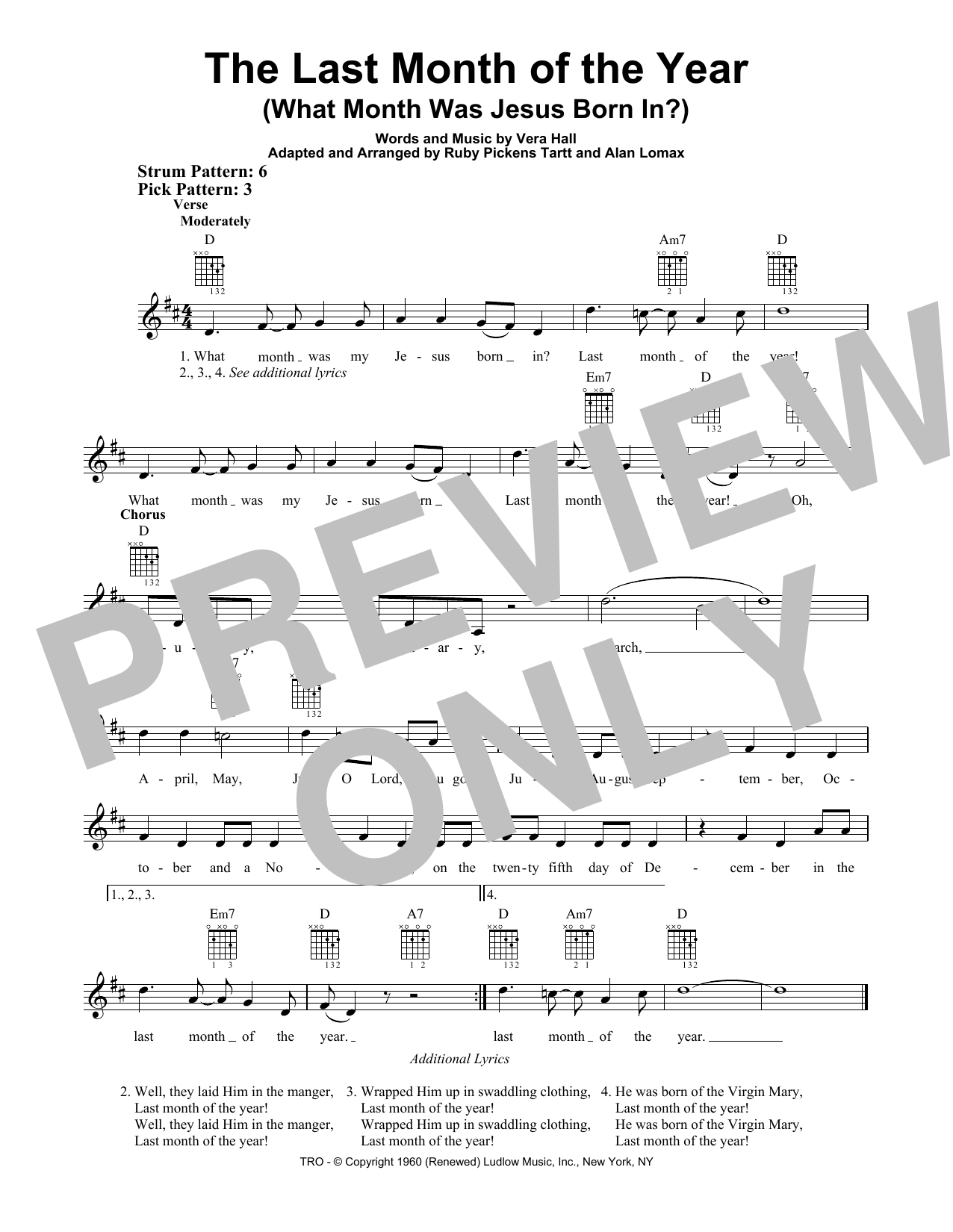 Download Alan Lomax The Last Month Of The Year (What Month Was Jesus Born In?) Sheet Music and learn how to play Easy Guitar PDF digital score in minutes