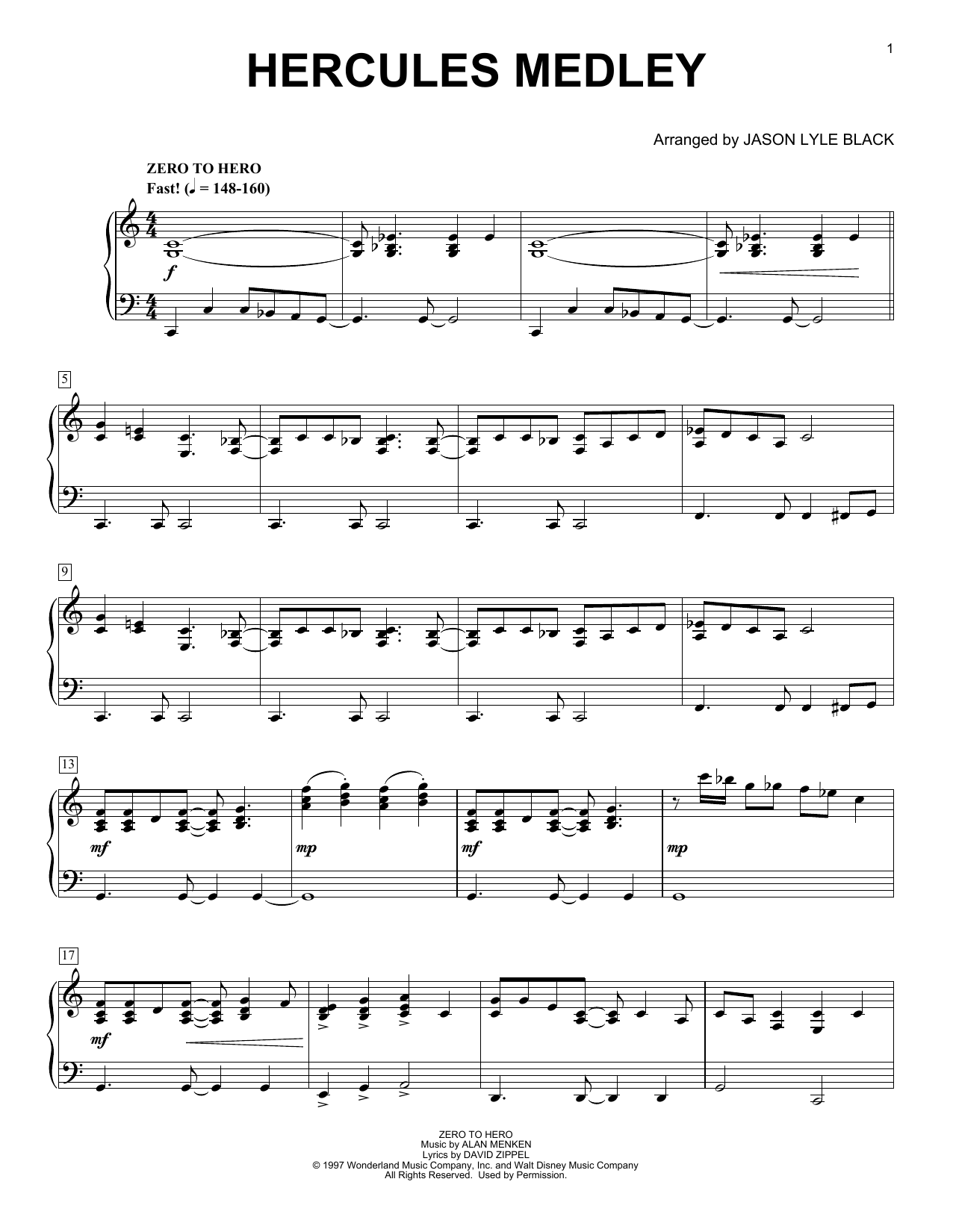 Download Jason Lyle Black Hercules Medley Sheet Music and learn how to play Piano PDF digital score in minutes