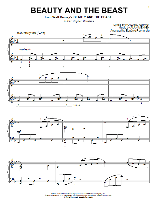 Download Alan Menken Beauty And The Beast Sheet Music and learn how to play Piano PDF digital score in minutes