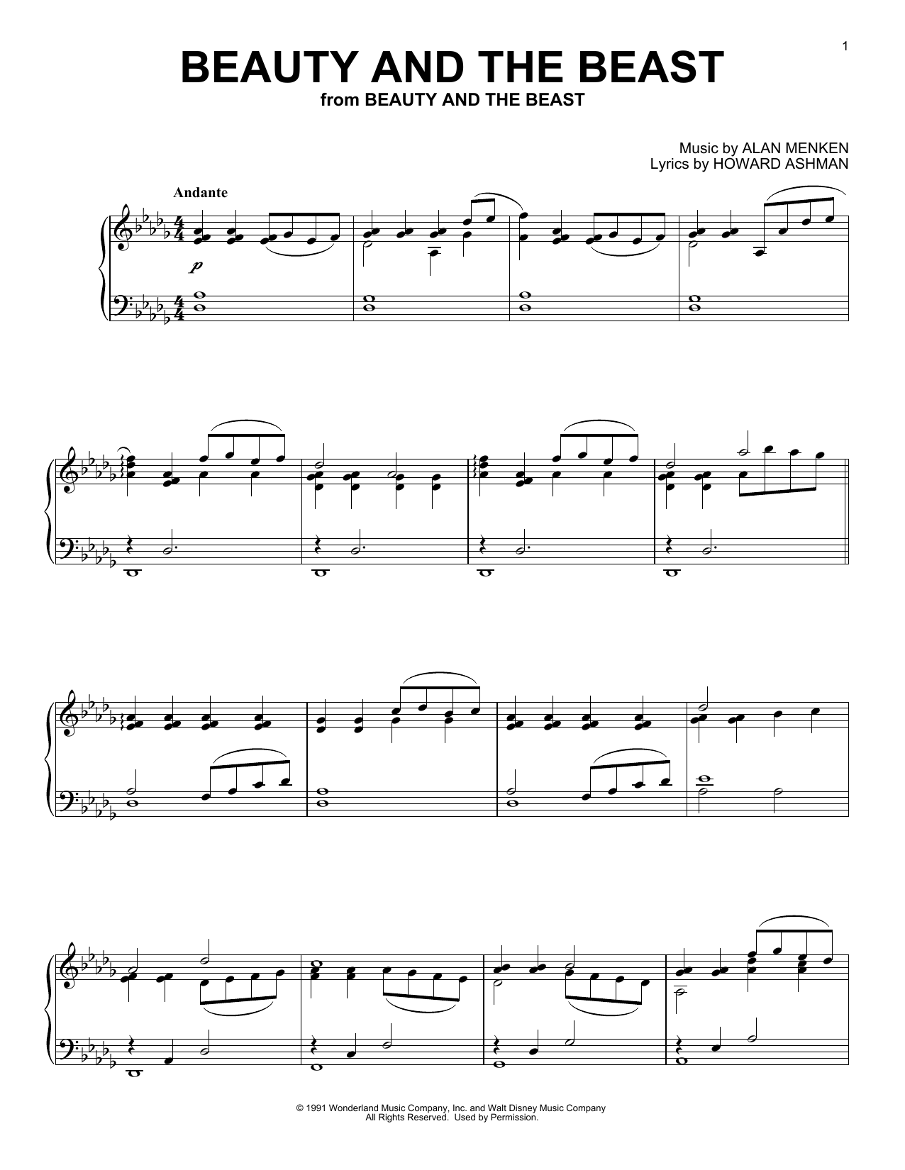 Download Alan Menken Beauty And The Beast [Classical version] Sheet Music and learn how to play Piano Solo PDF digital score in minutes