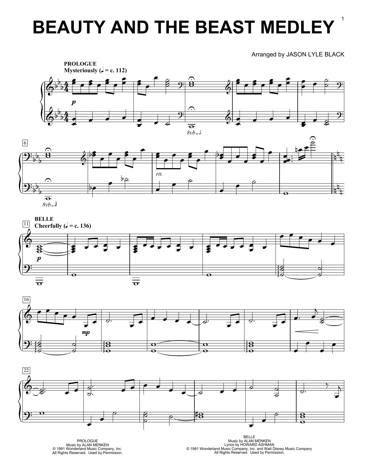Download Jason Lyle Black Beauty And The Beast Medley Sheet Music and learn how to play Piano PDF digital score in minutes