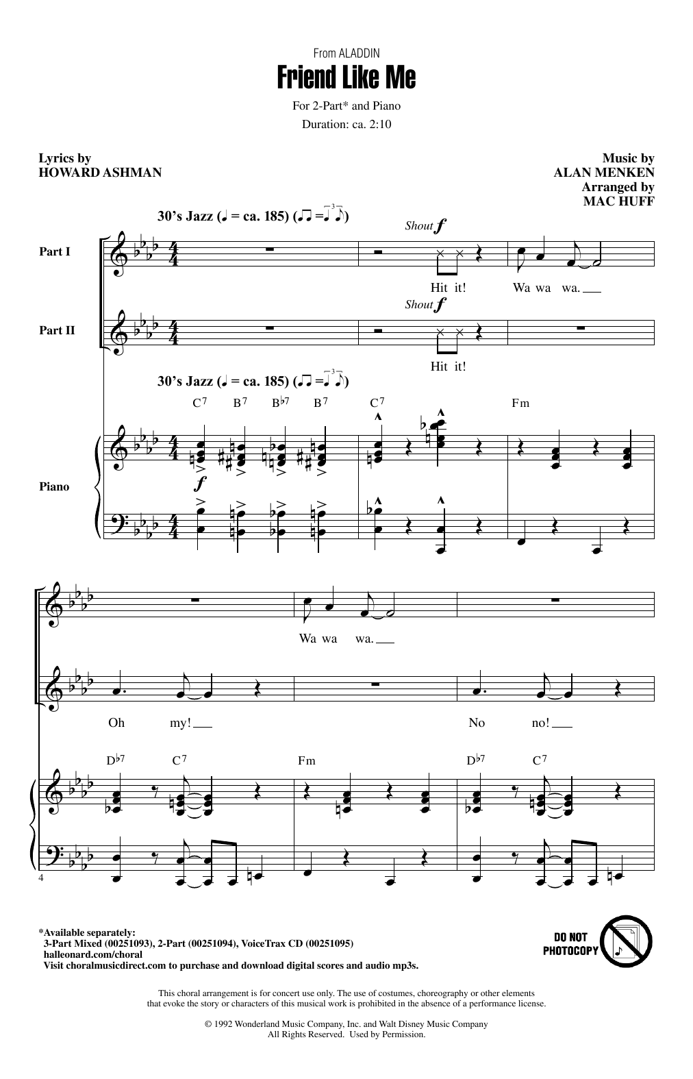 Download Mac Huff Friend Like Me Sheet Music and learn how to play 2-Part Choir PDF digital score in minutes
