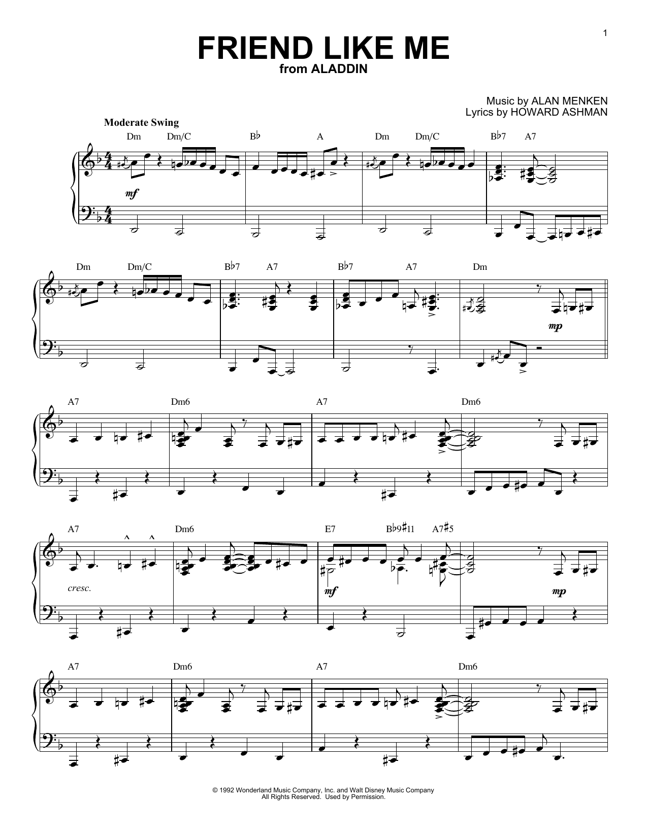 Download Alan Menken Friend Like Me Sheet Music and learn how to play Piano PDF digital score in minutes