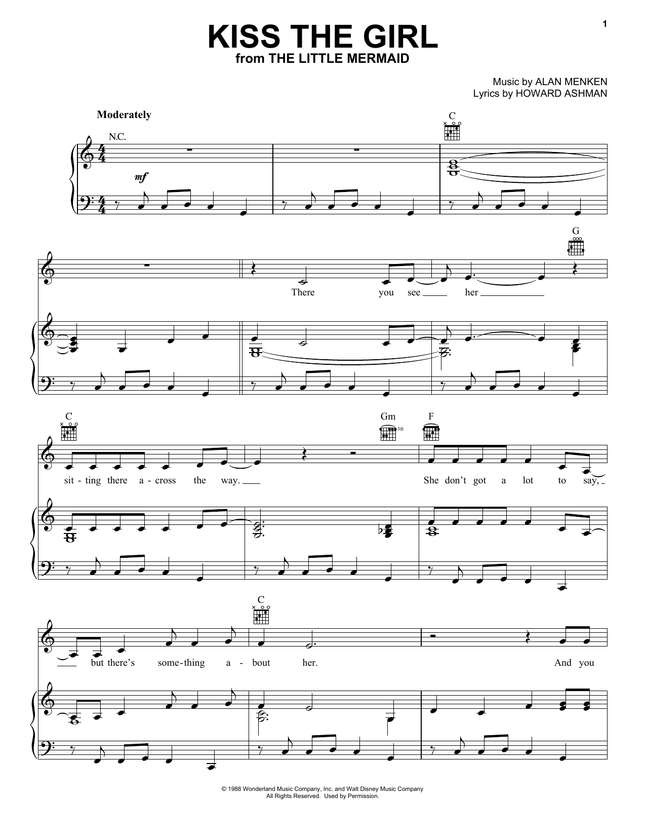 Download Alan Menken & Howard Ashman Kiss The Girl Sheet Music and learn how to play Trombone PDF digital score in minutes