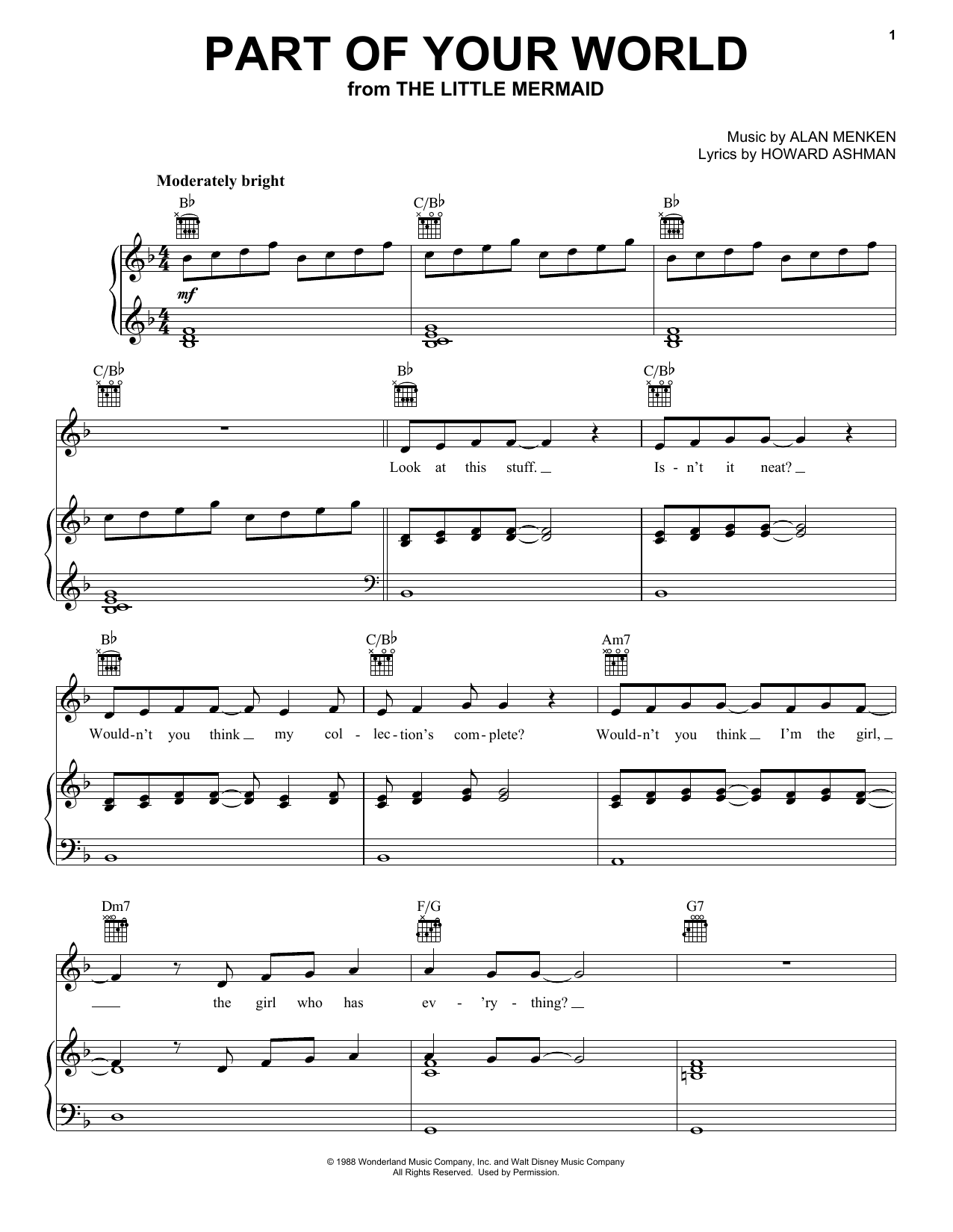 Download Alan Menken Part Of Your World Sheet Music and learn how to play Accordion PDF digital score in minutes