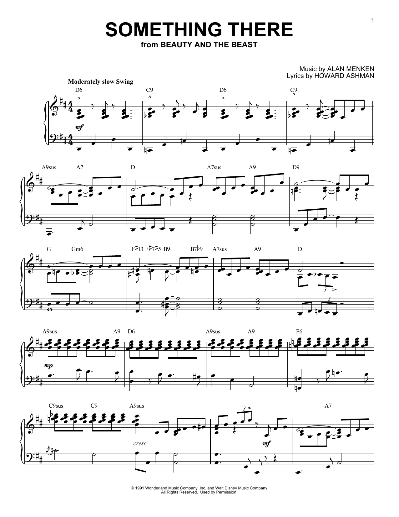 Download Howard Ashman Something There Sheet Music and learn how to play Piano PDF digital score in minutes