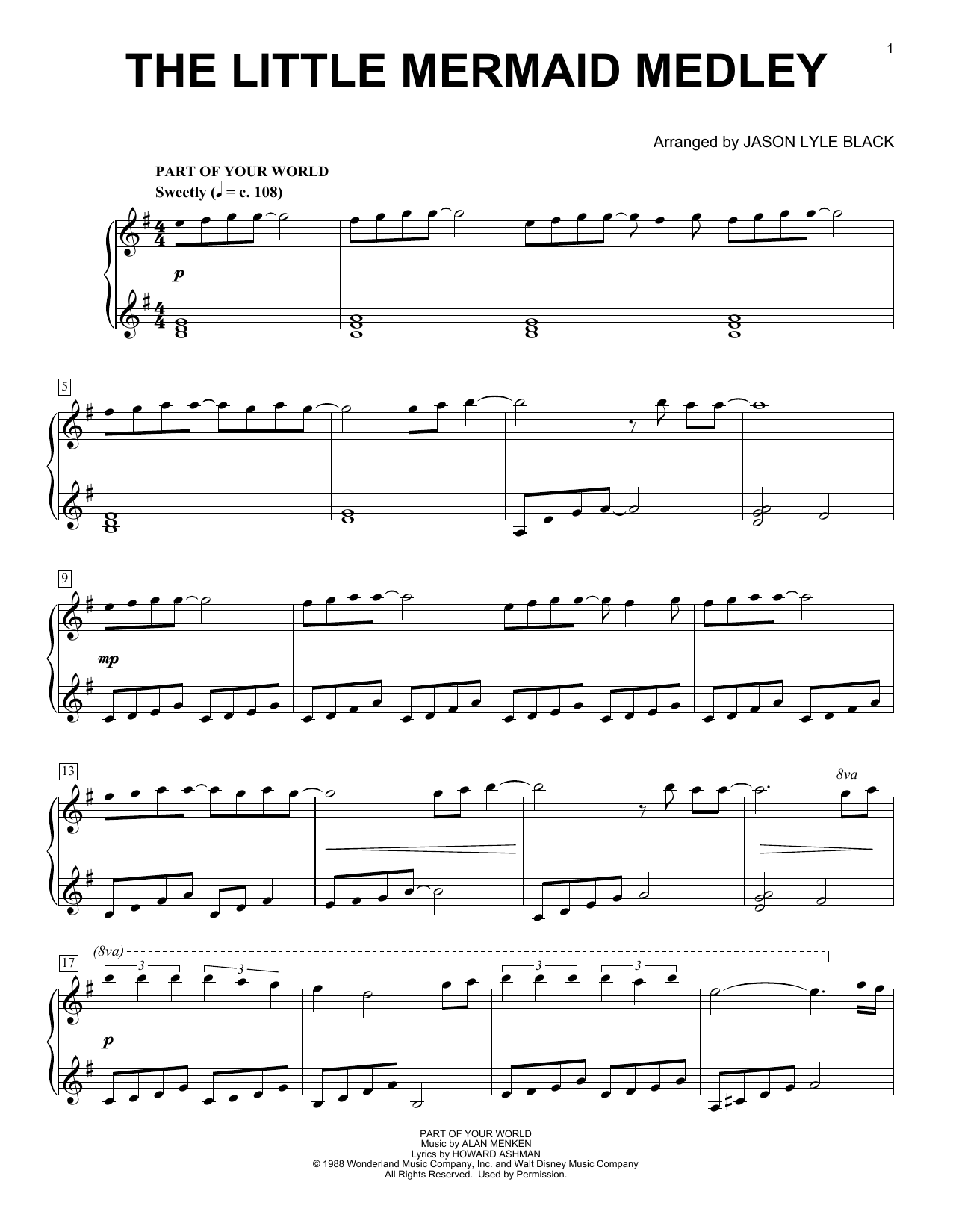 Download Jason Lyle Black Little Mermaid Medley Sheet Music and learn how to play Piano PDF digital score in minutes