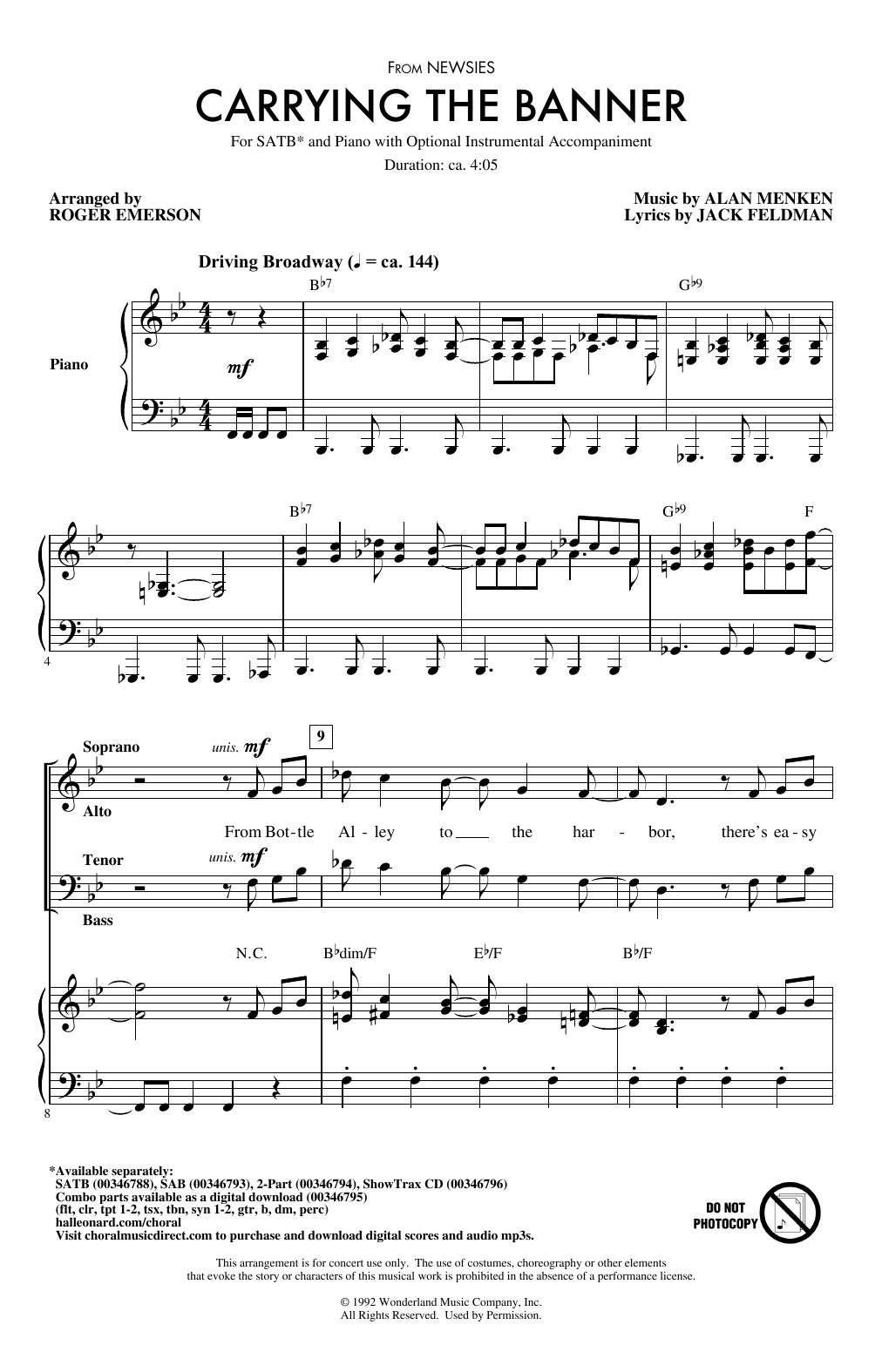 Download Alan Menken & Jack Feldman Carrying The Banner (from Newsies) (arr. Roger Emerson) Sheet Music and learn how to play 2-Part Choir PDF digital score in minutes