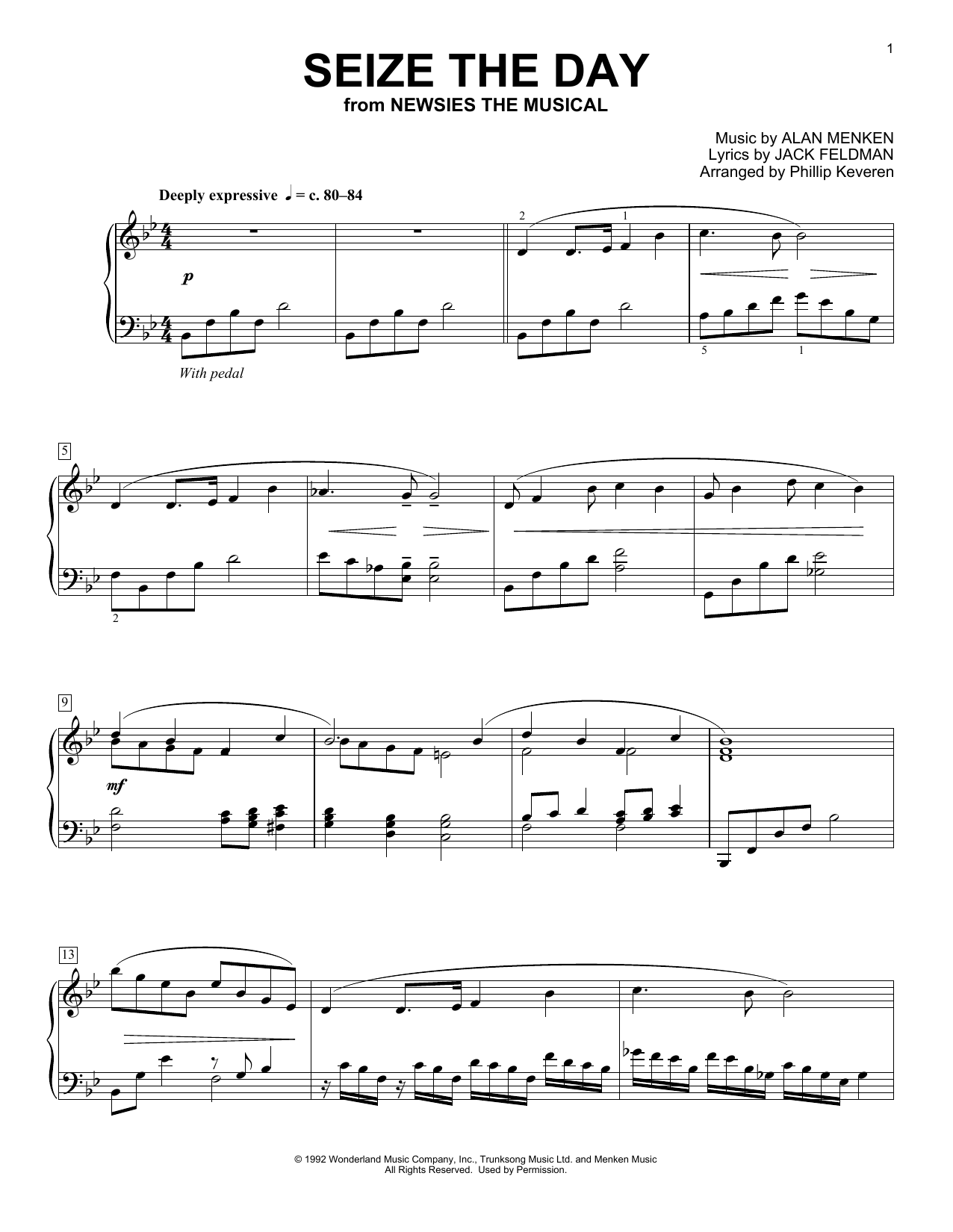 Download Alan Menken Seize The Day [Classical version] (from Newsies The Musical) (arr. Phillip Kever Sheet Music and learn how to play Piano Solo PDF digital score in minutes