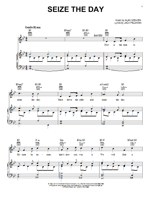 Download Alan Menken Seize The Day (from Newsies The Musical) Sheet Music and learn how to play Lead Sheet / Fake Book PDF digital score in minutes