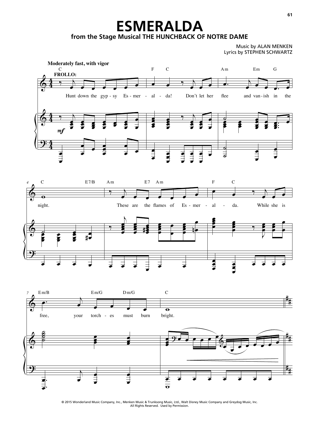 Download Alan Menken Esmeralda Sheet Music and learn how to play Piano & Vocal PDF digital score in minutes