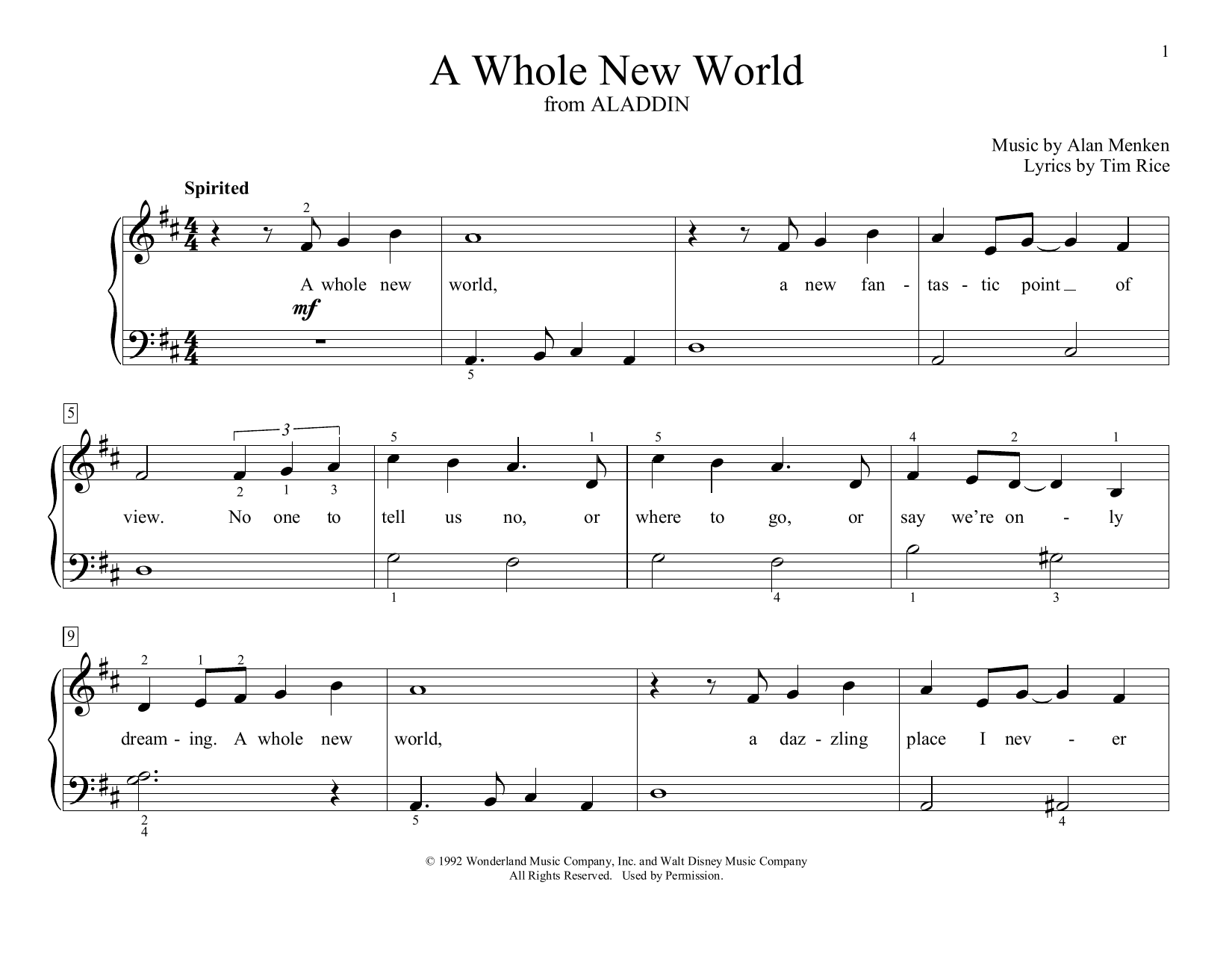 Download Alan Menken A Whole New World (from Aladdin) (arr. Christopher Hussey) Sheet Music and learn how to play Educational Piano PDF digital score in minutes