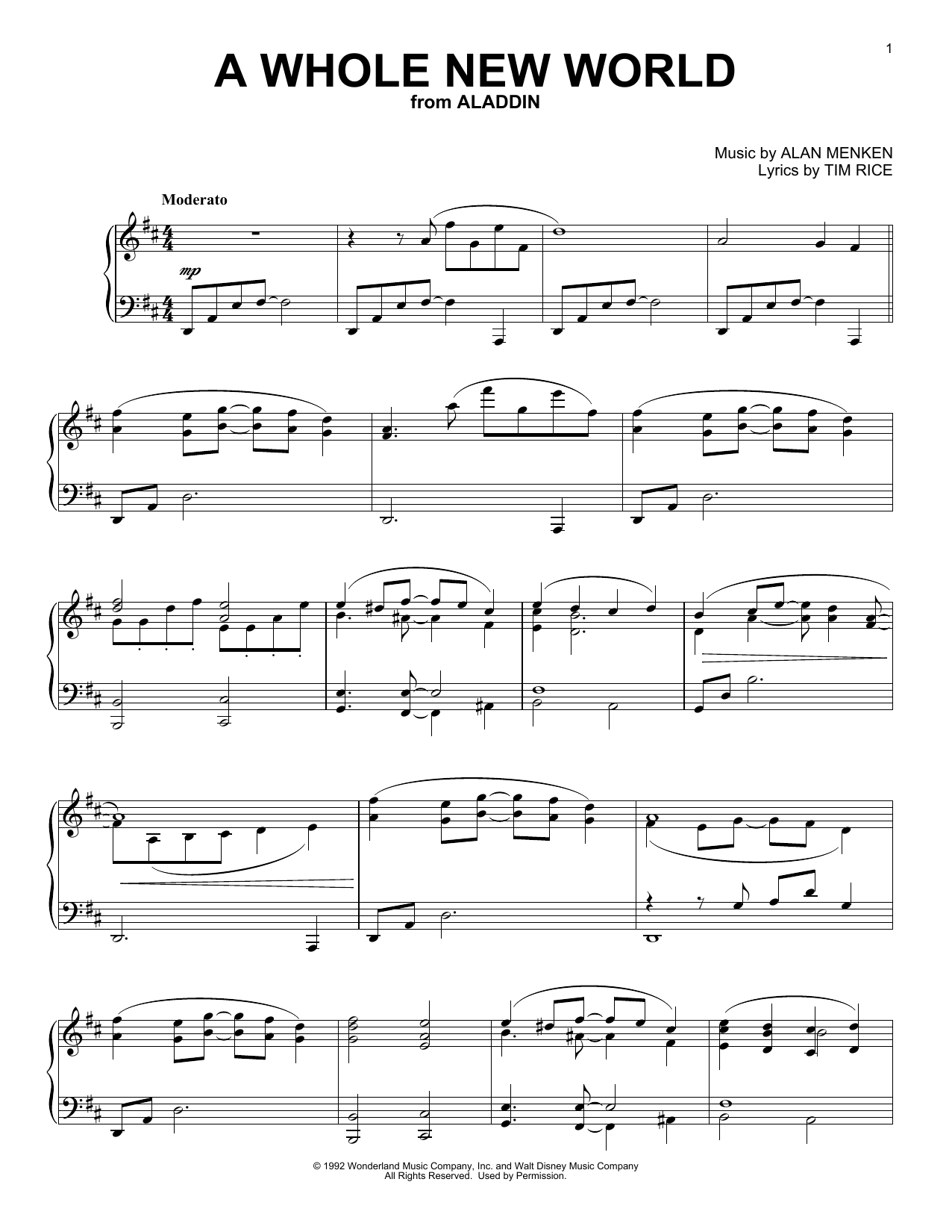 Download Alan Menken A Whole New World (from Aladdin) [Classical version] Sheet Music and learn how to play Piano Solo PDF digital score in minutes