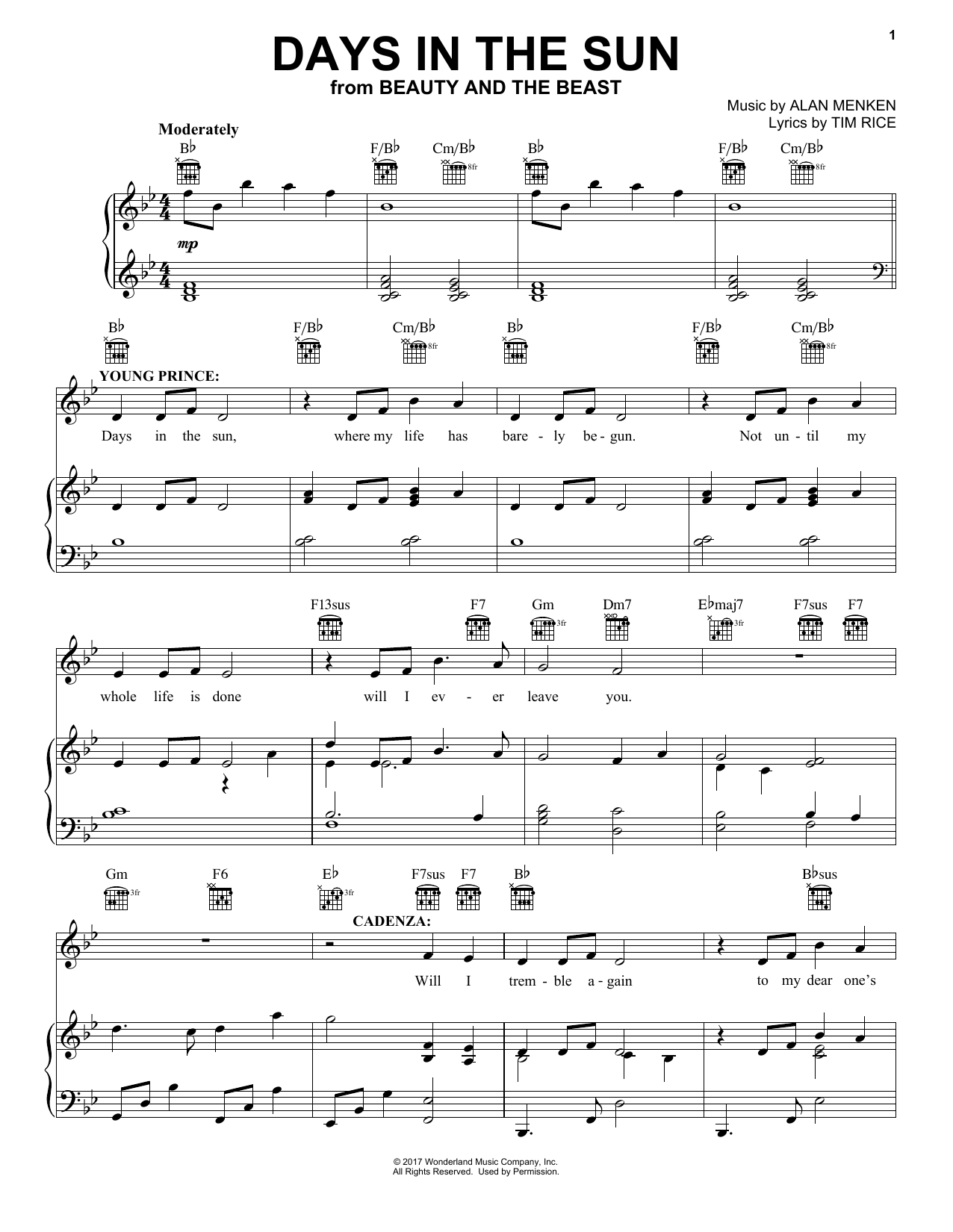 Download Alan Menken Days In The Sun Sheet Music and learn how to play Viola PDF digital score in minutes