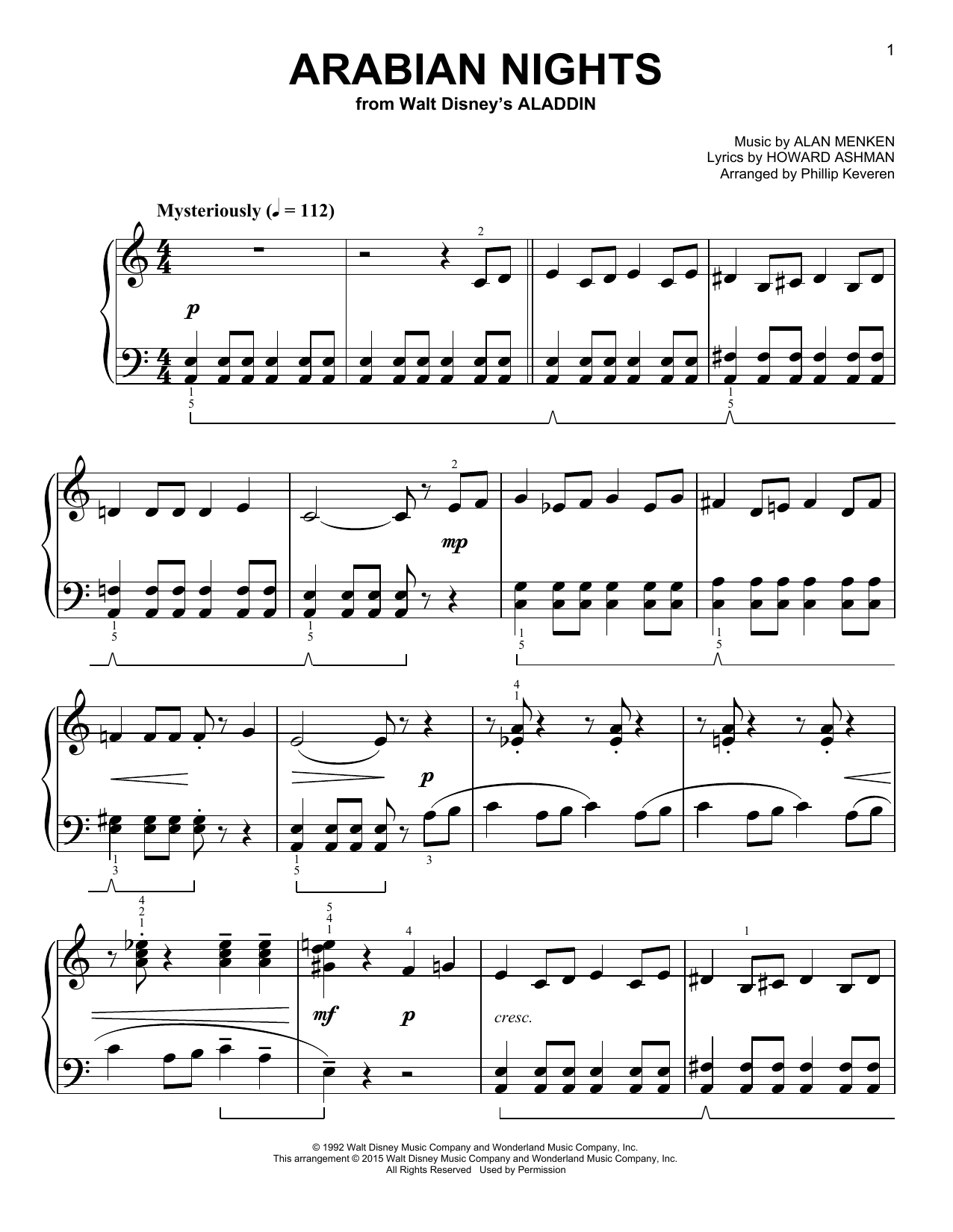 Download Alan Menken Arabian Nights Sheet Music and learn how to play Easy Piano PDF digital score in minutes