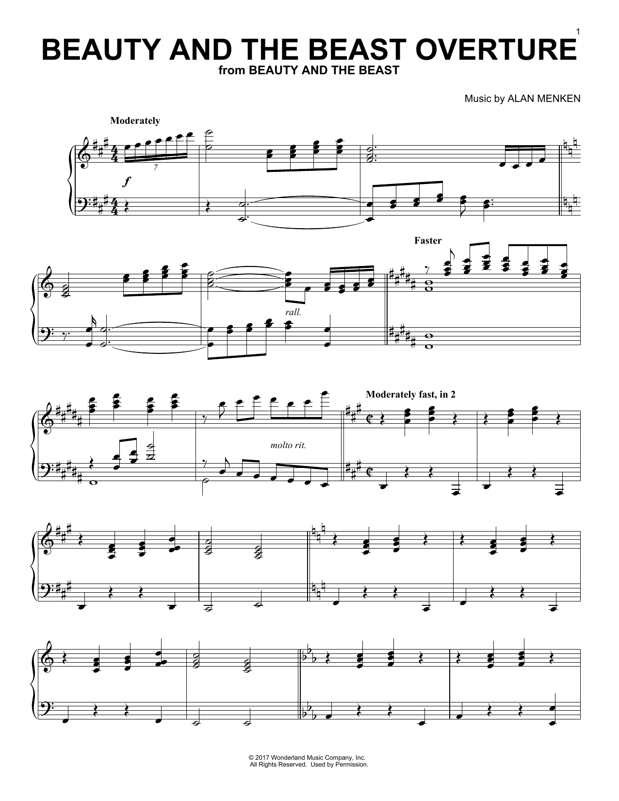 Download Alan Menken Beauty And The Beast Overture Sheet Music and learn how to play Piano PDF digital score in minutes