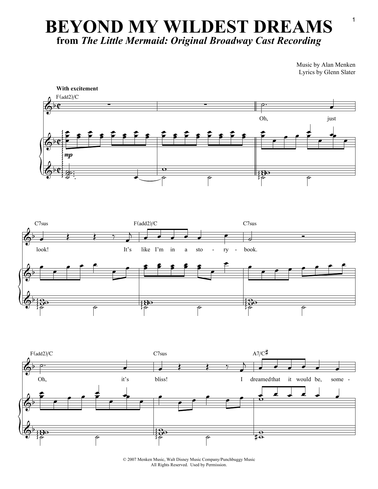 Download Alan Menken Beyond My Wildest Dreams Sheet Music and learn how to play Melody Line, Lyrics & Chords PDF digital score in minutes