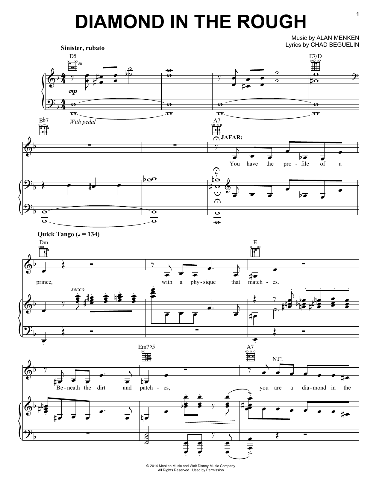 Download Alan Menken Diamond In The Rough Sheet Music and learn how to play Piano, Vocal & Guitar (Right-Hand Melody) PDF digital score in minutes