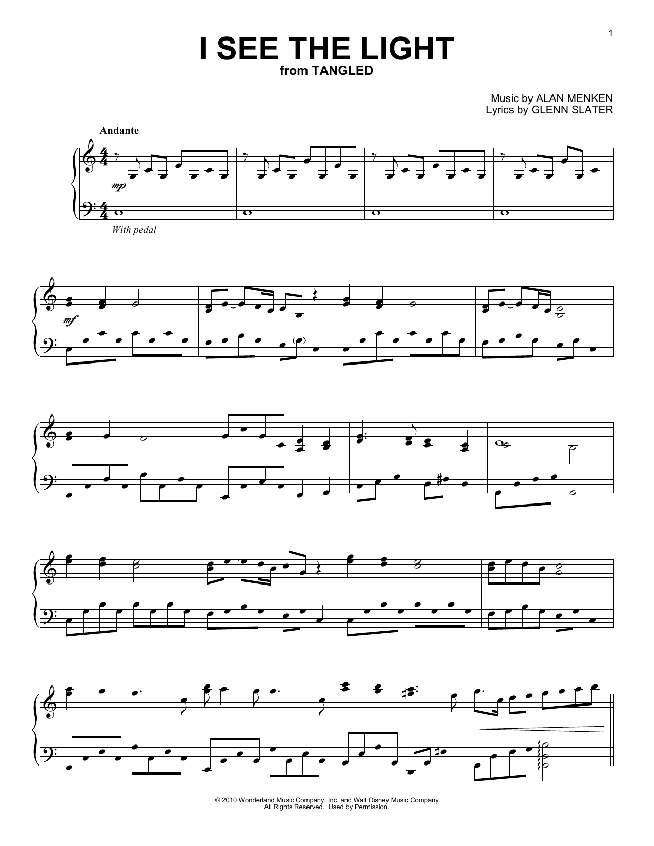 Download Alan Menken I See The Light (from Tangled) [Classical version] Sheet Music and learn how to play Piano Solo PDF digital score in minutes