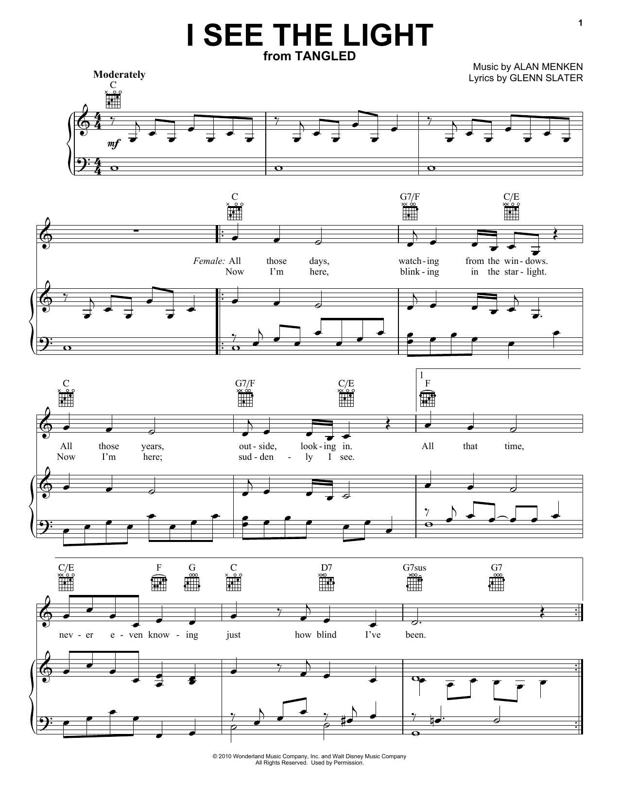 Download Alan Menken I See The Light Sheet Music and learn how to play Ukulele PDF digital score in minutes