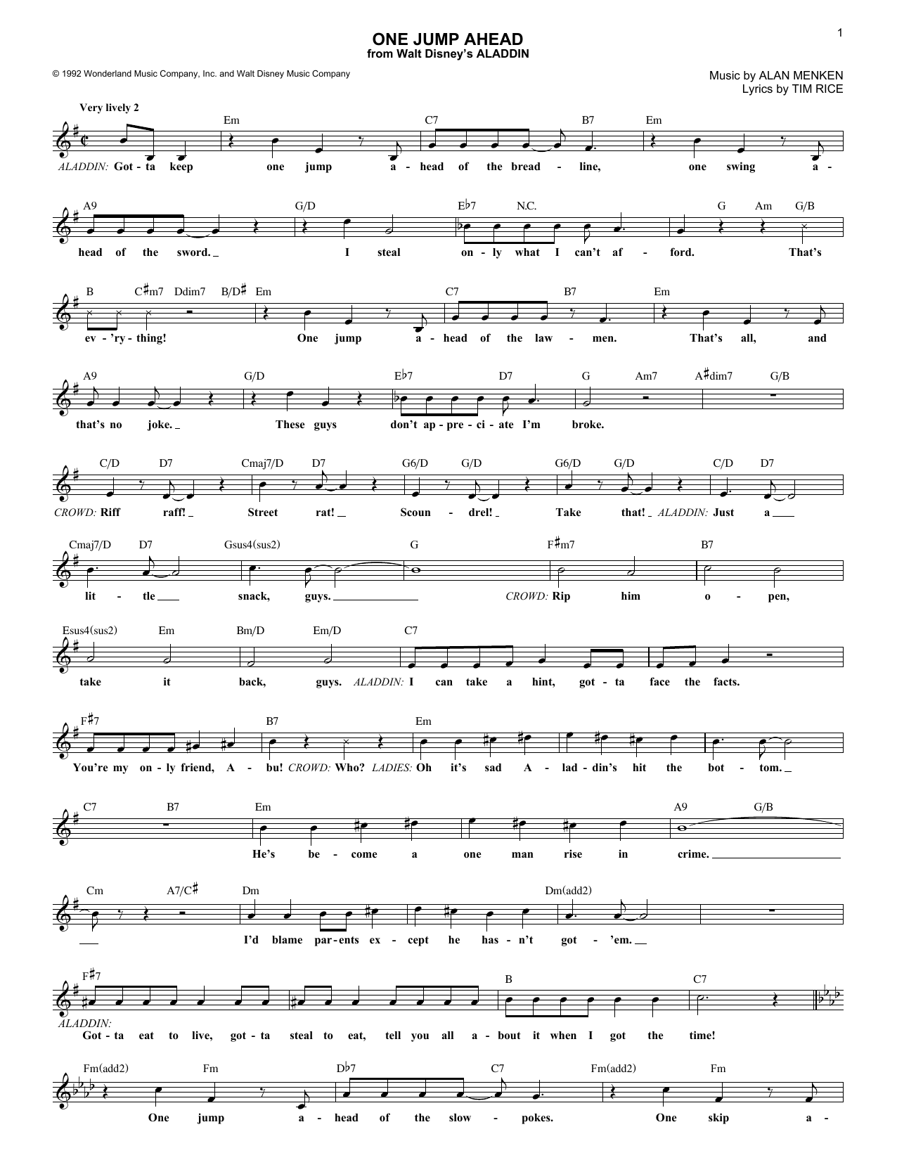 Download Alan Menken One Jump Ahead (from Aladdin) Sheet Music and learn how to play Ukulele PDF digital score in minutes