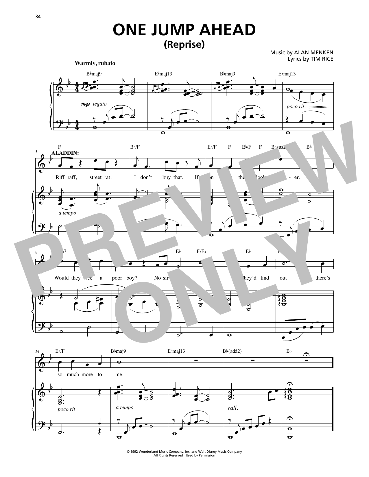 Download Alan Menken One Jump Ahead (Reprise) (from Aladdin: The Broadway Musical) Sheet Music and learn how to play Piano & Vocal PDF digital score in minutes