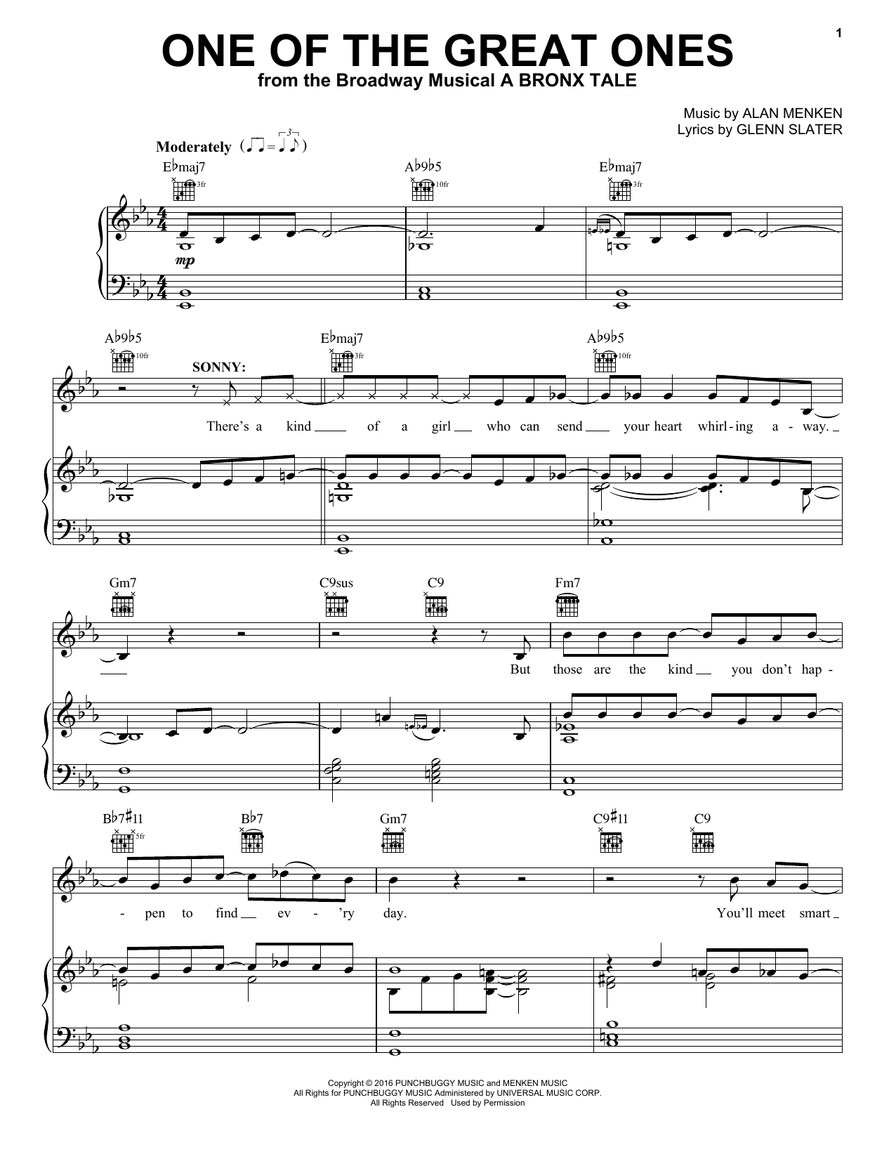 Download Alan Menken One Of The Great Ones Sheet Music and learn how to play Piano, Vocal & Guitar (Right-Hand Melody) PDF digital score in minutes