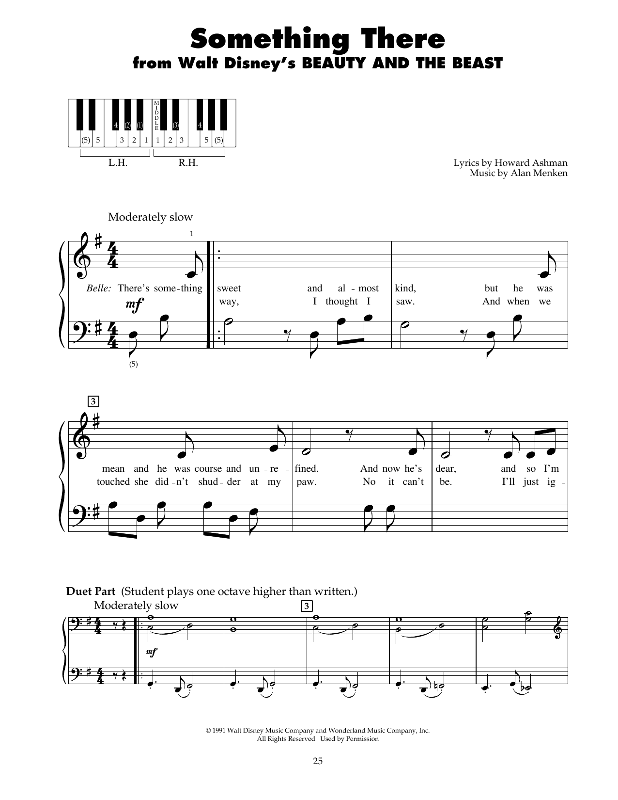 Download Alan Menken Something There (from Beauty And The Beast) Sheet Music and learn how to play 5-Finger Piano PDF digital score in minutes