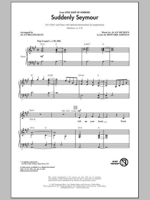 Download Alan Menken Suddenly Seymour (arr. Alan Billingsley) Sheet Music and learn how to play SATB PDF digital score in minutes