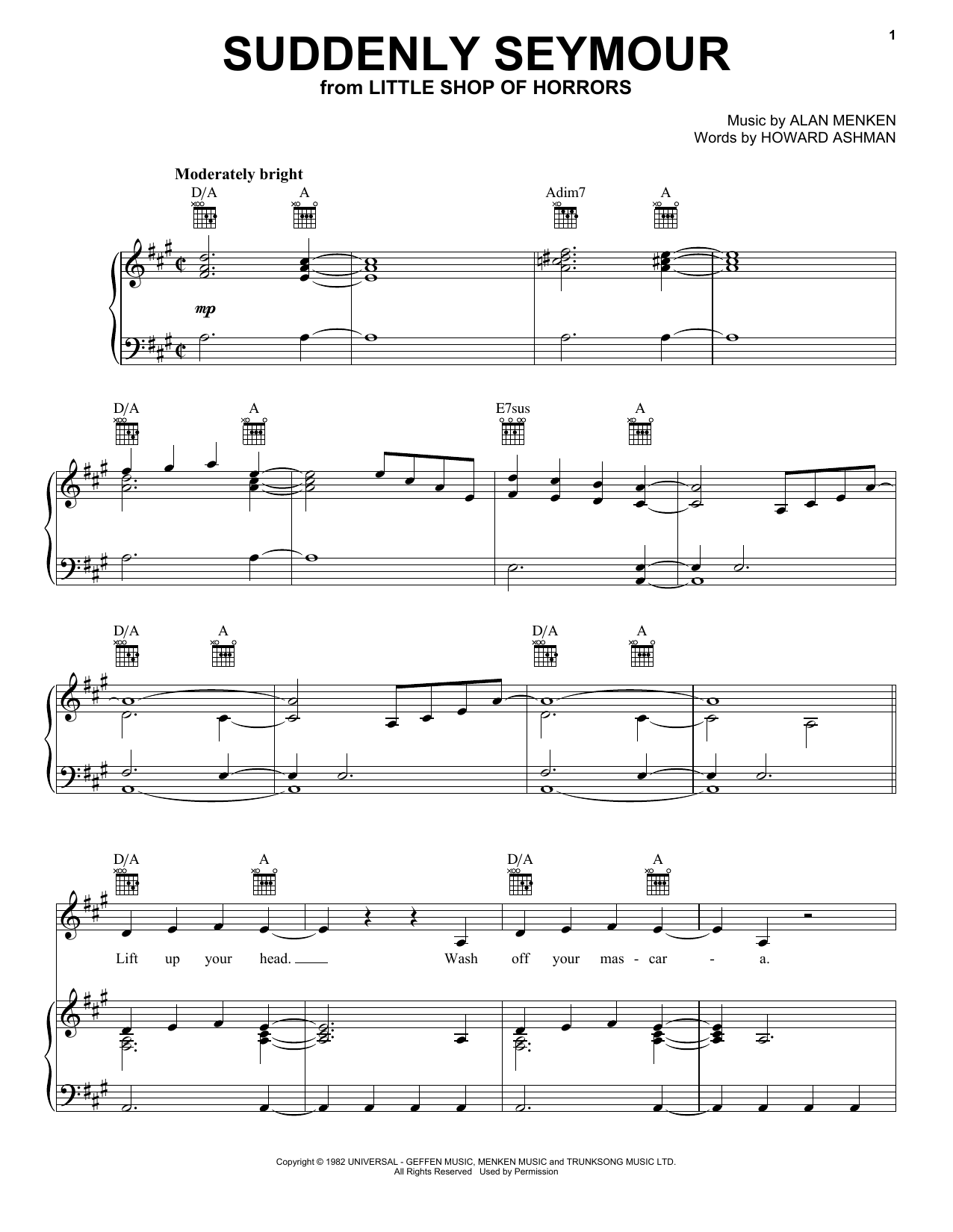 Download Alan Menken Suddenly Seymour (from The Little Shop Of Horrors) Sheet Music and learn how to play Clarinet PDF digital score in minutes