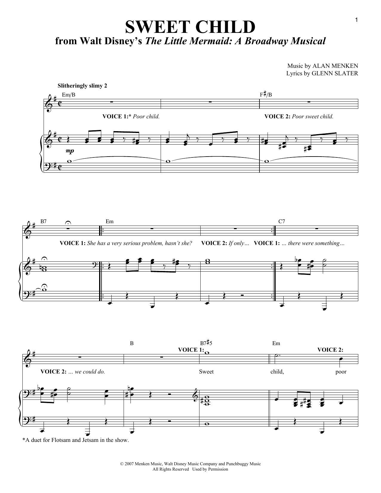Download Alan Menken Sweet Child Sheet Music and learn how to play Vocal Duet PDF digital score in minutes