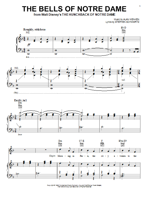 Download Alan Menken The Bells Of Notre Dame Sheet Music and learn how to play Piano, Vocal & Guitar (Right-Hand Melody) PDF digital score in minutes