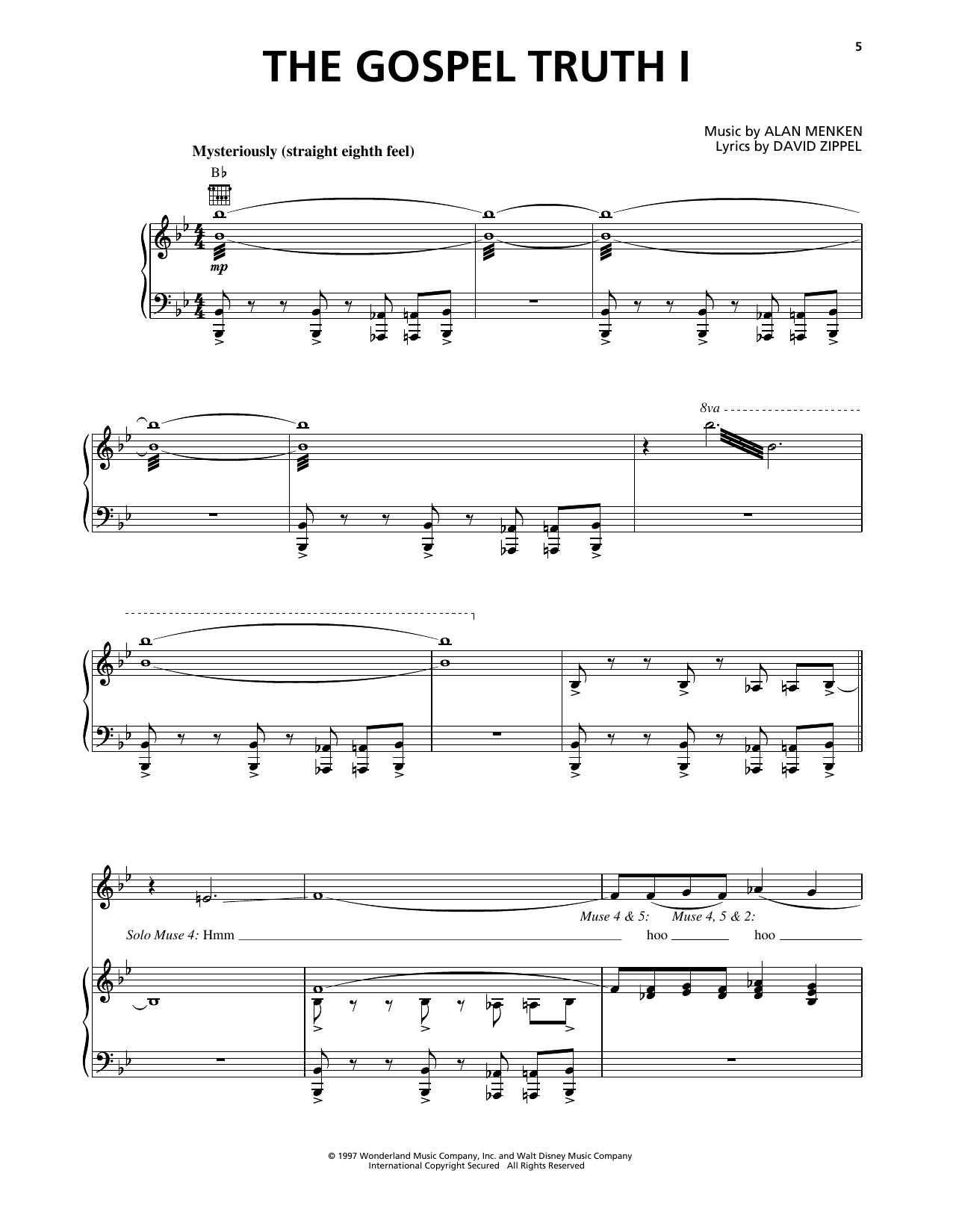 Download Alan Menken The Gospel Truth I (from Hercules) Sheet Music and learn how to play Piano, Vocal & Guitar Chords (Right-Hand Melody) PDF digital score in minutes