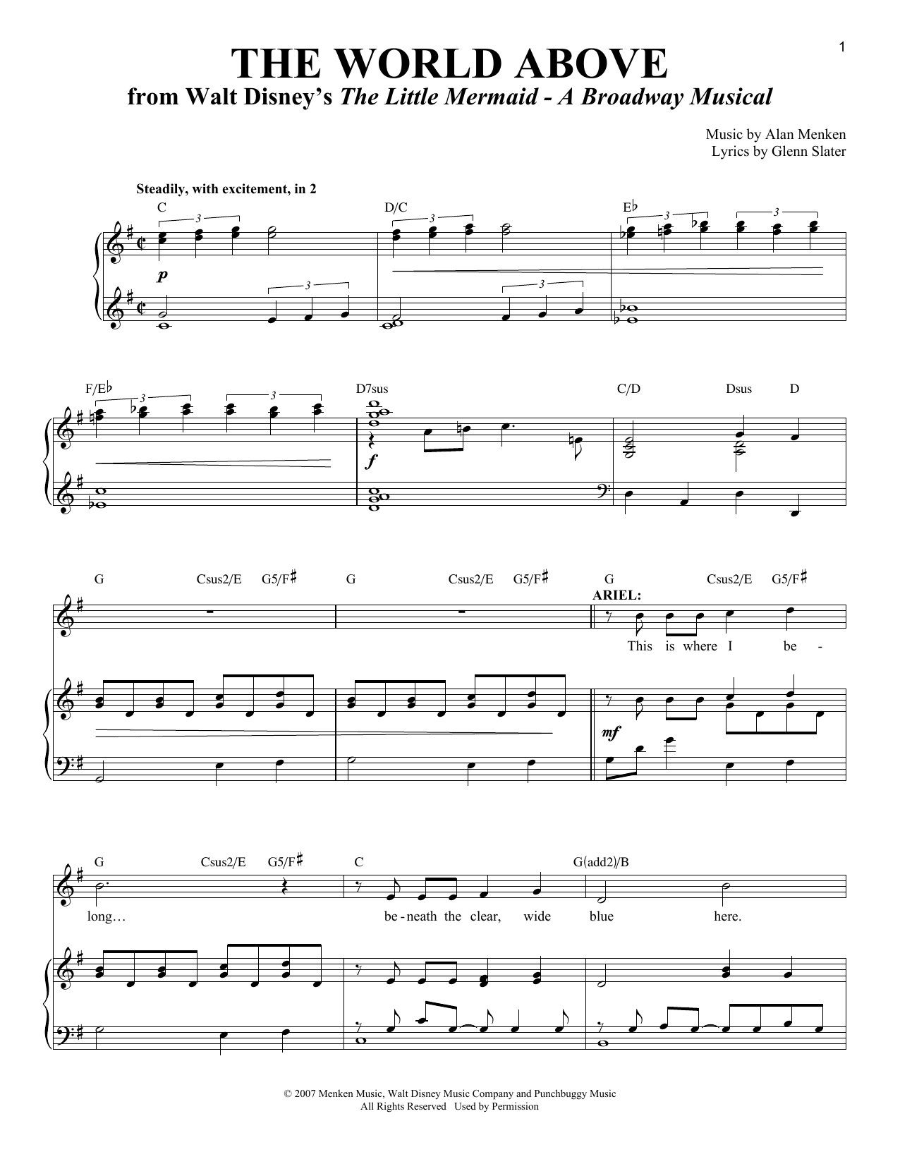 Download Alan Menken The World Above Sheet Music and learn how to play Piano & Vocal PDF digital score in minutes