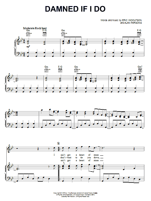 Download The Alan Parsons Project Damned If I Do Sheet Music and learn how to play Piano, Vocal & Guitar (Right-Hand Melody) PDF digital score in minutes