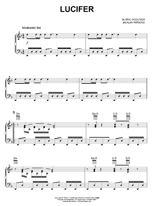 Download The Alan Parsons Project Lucifer Sheet Music and learn how to play Piano, Vocal & Guitar (Right-Hand Melody) PDF digital score in minutes