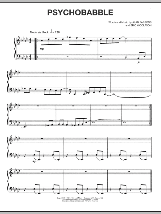 Download The Alan Parsons Project Psychobabble Sheet Music and learn how to play Piano, Vocal & Guitar (Right-Hand Melody) PDF digital score in minutes