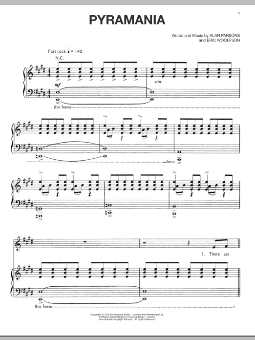 Download The Alan Parsons Project Pyramania Sheet Music and learn how to play Piano, Vocal & Guitar (Right-Hand Melody) PDF digital score in minutes