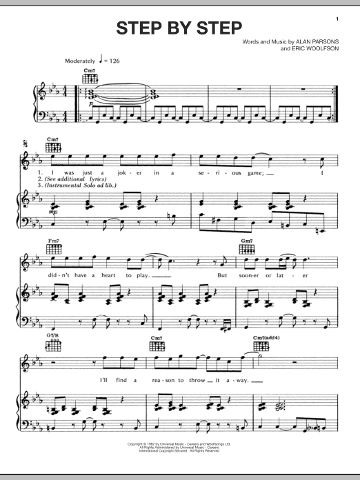 Download The Alan Parsons Project Step By Step Sheet Music and learn how to play Piano, Vocal & Guitar (Right-Hand Melody) PDF digital score in minutes