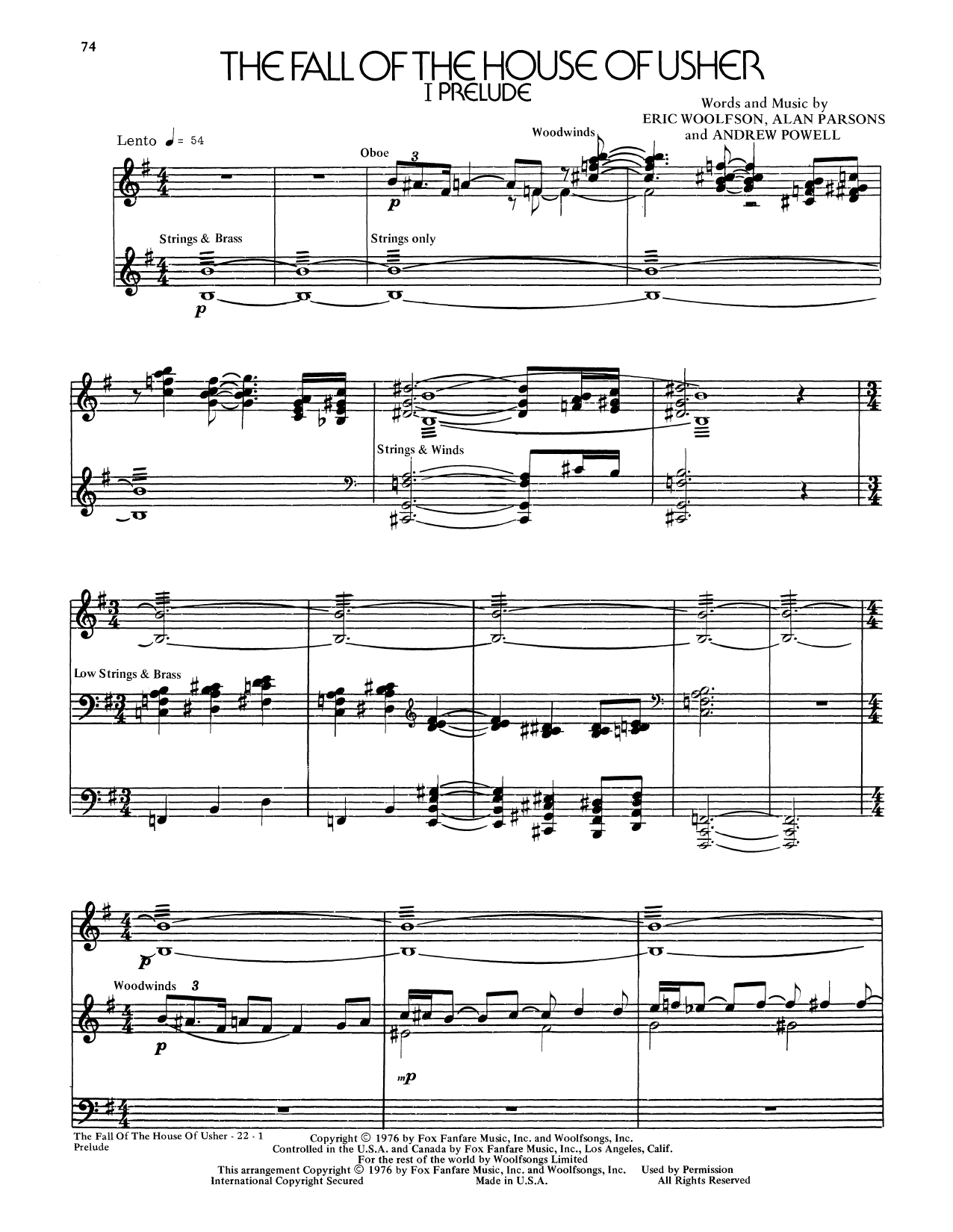 Download Alan Parsons Project The Fall Of The House Of Usher Sheet Music and learn how to play Piano & Vocal PDF digital score in minutes