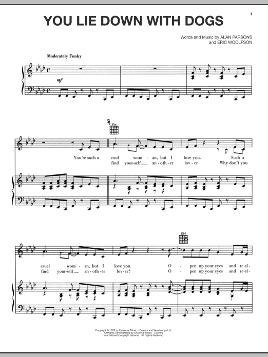 Download The Alan Parsons Project You Lie Down With Dogs Sheet Music and learn how to play Piano, Vocal & Guitar (Right-Hand Melody) PDF digital score in minutes