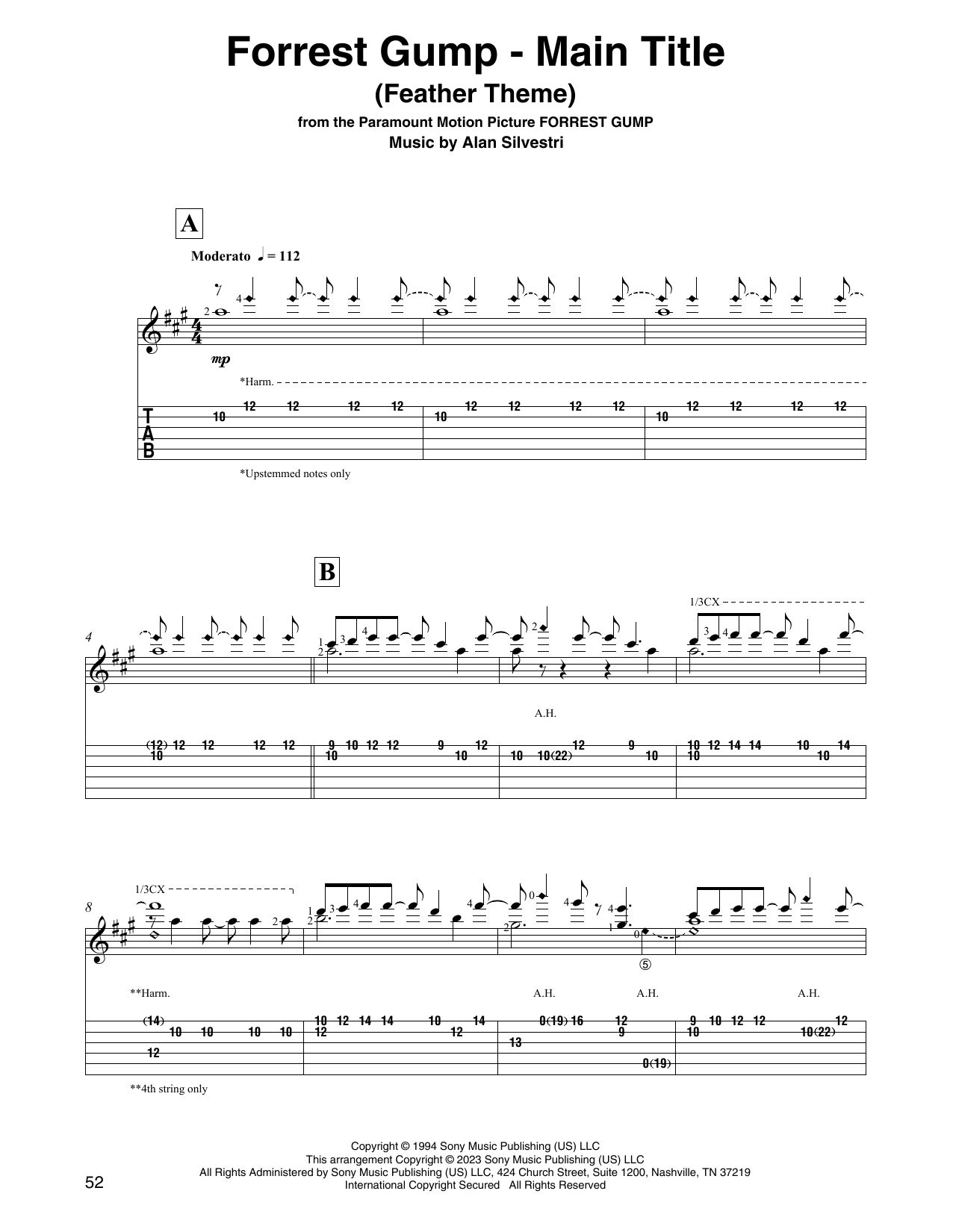 Download Alan Silvestri Forrest Gump - Main Title (Feather Theme) (arr. David Jaggs) Sheet Music and learn how to play Solo Guitar PDF digital score in minutes