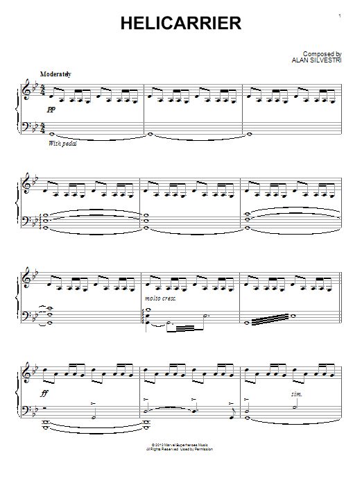 Download Alan Silvestri Helicarrier Sheet Music and learn how to play Piano PDF digital score in minutes