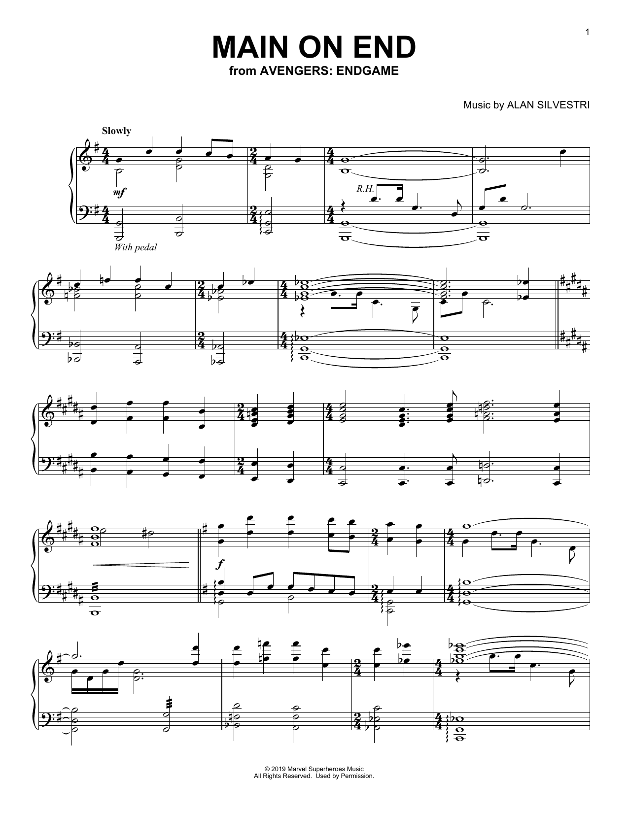 Download Alan Silvestri Main on End (from Avengers: Endgame) Sheet Music and learn how to play Piano Solo PDF digital score in minutes