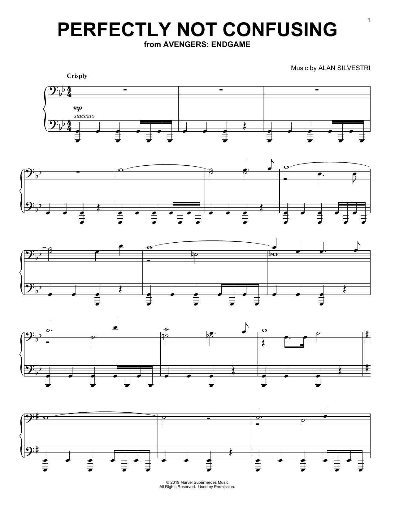 Download Alan Silvestri Perfectly Not Confusing (from Avengers: Endgame) Sheet Music and learn how to play Piano Solo PDF digital score in minutes