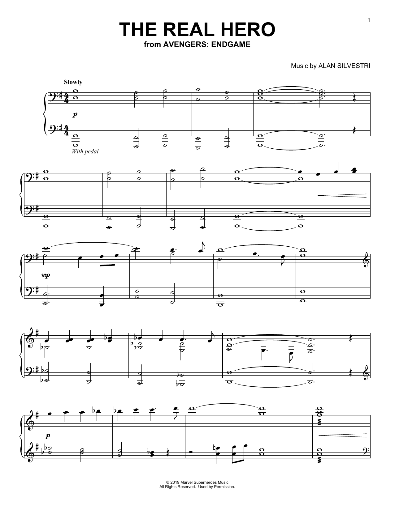 Download Alan Silvestri The Real Hero (from Avengers: Endgame) Sheet Music and learn how to play Piano Solo PDF digital score in minutes