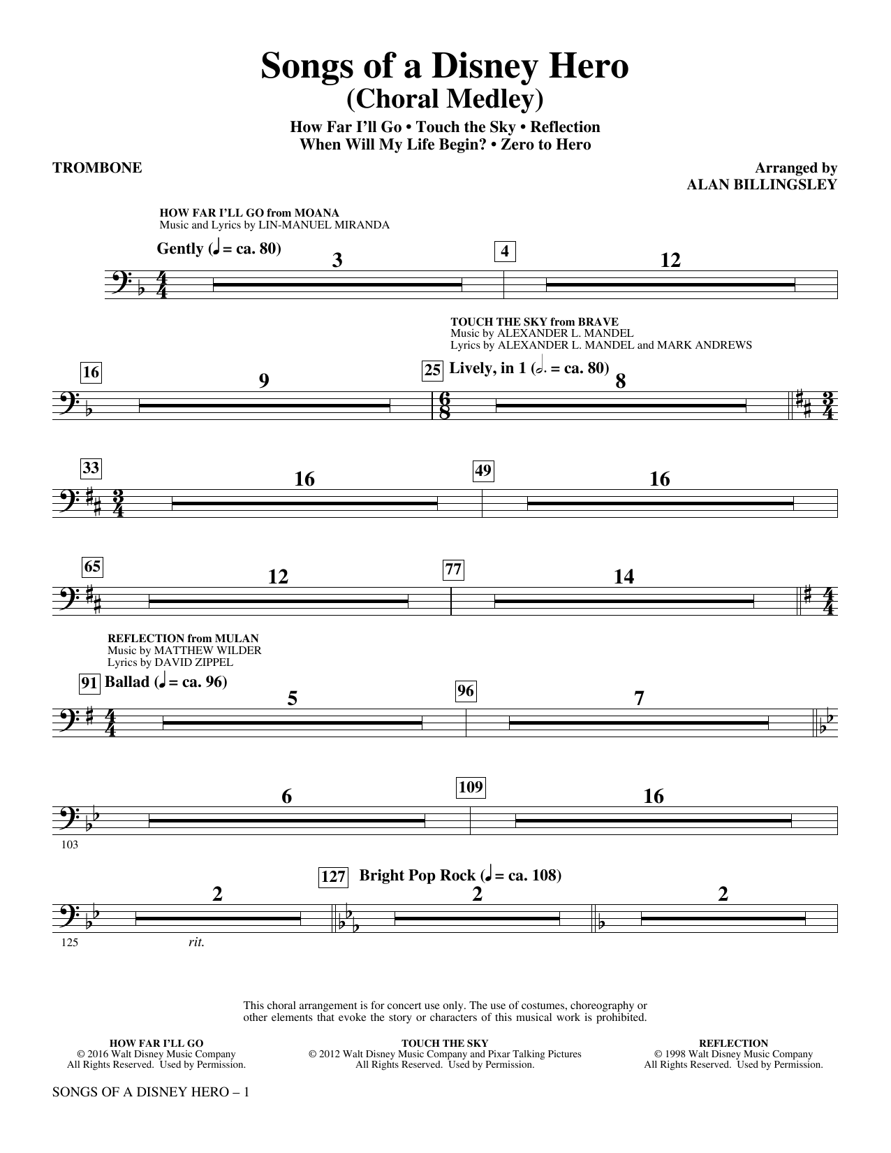 Alan Billingsley Songs Of A Disney Hero Trombone Sheet Music Notes Download Printable Pdf Score
